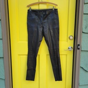J.Crew Collection Genuine Leather Moto Pants Black Size 8 HO13 Style 04328